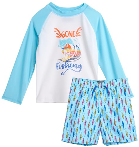 Eddie Bauer Toddler Boys' Rash Guard Set - 2 Piece UPF 50+ Quick Dry Swim Shirt and Trunks - Baby Boy Swimsuit (Sizes: 2T-4T)