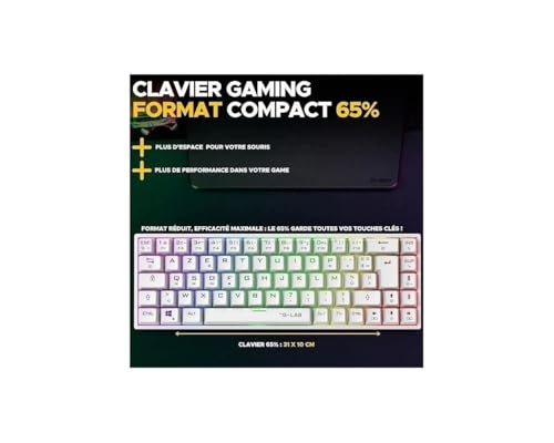 The G-Lab - Keyz Titanium WL - Tastiera Gaming Wireless 65% AZERTY - Tastiera Mecanica Switch Rosso, RGB 100% Personalizzabile, Macro programmabili - Wireless PC, PS4, PS5, Xbox - Bianco - Tastiera gaming - Immagine 1