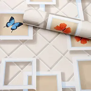 wolpin Wall Stickers Wallpaper (45 x 500 cm) 3D Frame Butterfly PVC DIY Self Adhesive Decal, Kids Room, Nursery Interior Decor, Multicolour