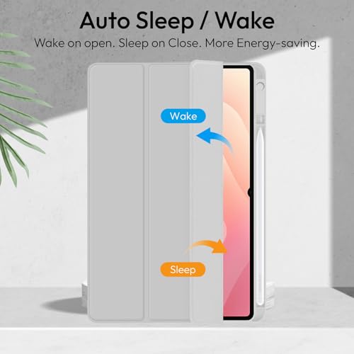 Image of Robustrion Cover Case for Samsung Galaxy Tab S11 Ultra 14.6 inch Cover with [S-Pen Holder], Hybrid Flip Cover Case for Samsung S11 Ultra Tablet 14.6 inch with Transparent Back [Auto Sleep Wake] - Grey