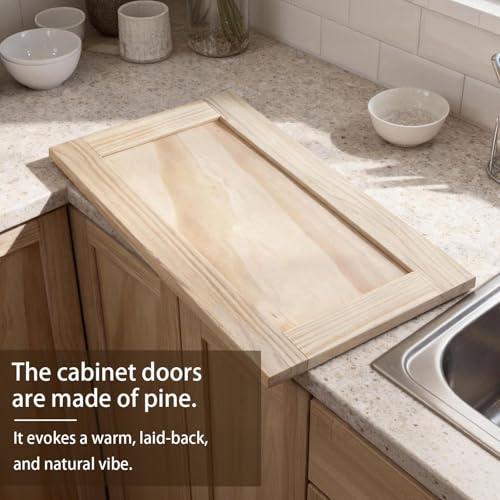Vechor 4 Pcs 12" W x 24" H Unfinished Kitchen Cabinet Doors with Hinges, Shaker Style Cabinet Door Front Replacement for Kitchen, Bathroom, Vanity, Closet by Vechor - Image 7