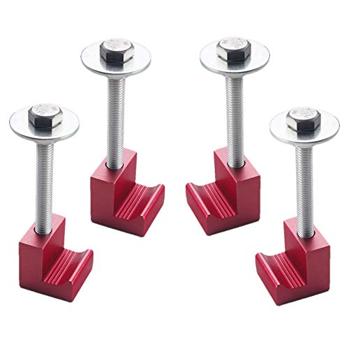 DEWHEL Tool Box Tie Downs Aluminum J Hook Crossover Toolbox Pickup Pair (4 PCS, Red)