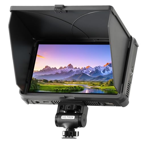 VILTROX 6'' Camera Field Monitor 4K 2000Nits Touchscreen Camera Monitor, Full HD 1920x1080 Video Monitoring, 3D Lut, RGB Parade, Focus Peaking, with Sunshade Hood and Battery for Sony Canon Nikon