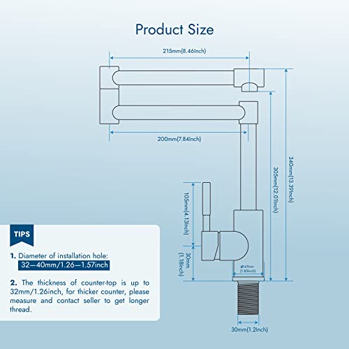 Cinwiny Brushed Nickel Deck Mount Pot Filler Faucet Hot And Cold Water Single Handle Countertop Double Joints 360° Rotating Retractable Commercial Kitchen Sink Faucet Stainless Steel #TOP5