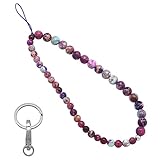 Beaded Phone Charm Cell Phone Lanyard Wrist Strap Handmade Natural Gemstone (Natural Light)