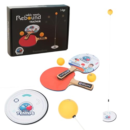 Image of Training Table Tennis Set for Kids & Adults | Elastic Soft Shaft Ping Pong Trainer with Stable Iron Base | Indoor & Outdoor Reflex Practice Game for Hand-Eye Coordination