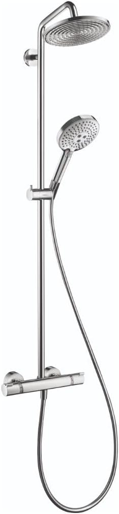 hansgrohe Raindance S Sliding Height Adjust Air Infusion, Rain AirPower Spray, QuickClean Showerpipe Shower Set in Chrome, 27115001