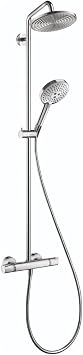 hansgrohe Raindance S Sliding Height Adjust Air Infusion, Rain AirPower Spray, QuickClean Showerpipe Shower Set in Chrome, 27115001