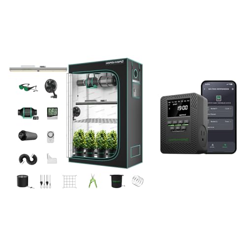 MARS HYDRO 2x4 Grow Tent Kit Complete System,300W Remote WiFi Control Dimmable SP3000 Light, 24"x48"x71" 1680D High Reflective Mylar with 4inch Adjustable Speed Ventilation System,10 Speed Clip Fan wi
