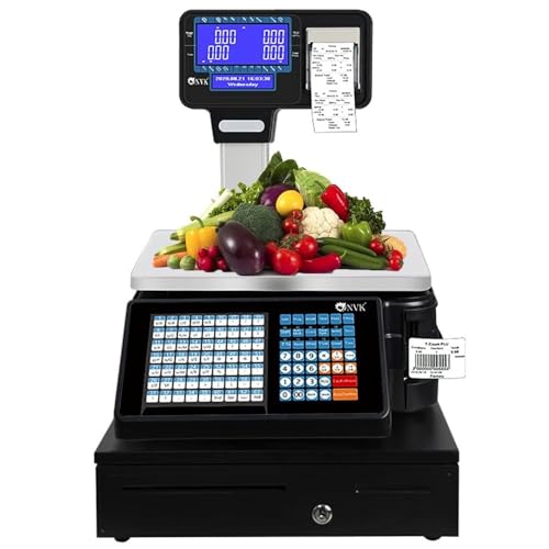 Básculas comerciales, balanza electrónica para minoristas, báscula con impresión de etiquetas y poste, báscula electrónica con impresión de etiquetas de código de barras, caja registradora, báscula