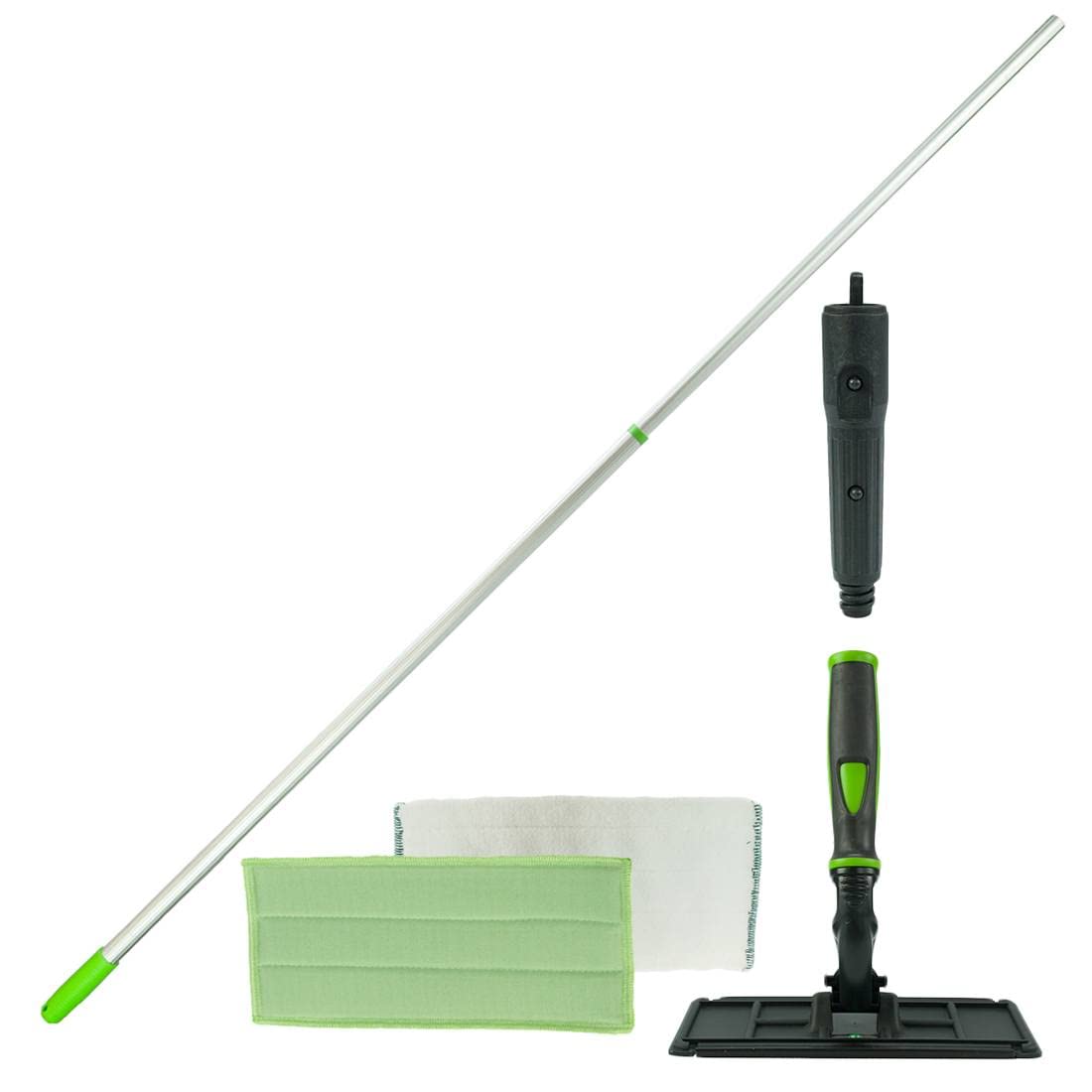 Pulex TechnoPad Window Cleaning Kit with Aluminum Pole and Green Microfiber Pads for Windows