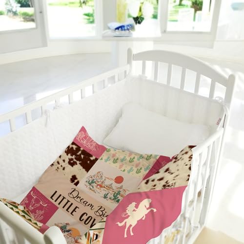 Image of Western Blanket, Western Decor for Nursery Room, Baby Blankets for Girls, Cowgirl Baby Blankets, Cowboy Baby Stuff, Soft Warm Lightweight Nursery Bed Blanket for Newborn Toddlers Daughter