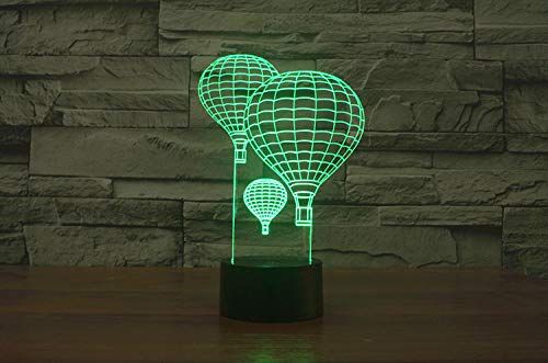 Lámpara de mesa ilusión 3D globo aerostático LED remoto miniatura 5