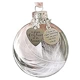 Afrizona 2022 Clear Christmas Ornament Feather Ball, A Piece of My Heart is in Heaven, 2.4''/60mm Round Clear Plastic Ball Ornaments Christmas Tree Memorial Hanging Pendant Xmas Gift(Uncle)