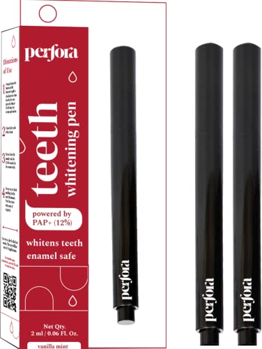 Image of Perfora Teeth Whitening Pen (Pack of 2) | Peroxide Free White Gel Pen| Teeth Whitening Products for Men & Women | Enamel Safe & Effective | Vegan | Stain Remover and Teeth Whitener | Vanilla Mint