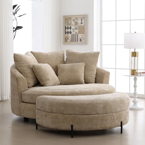 Sinzho & Wiyfun 59.8' W Upholstered Oversized Round Barrel...
