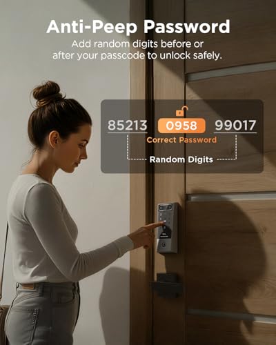 TCL Smart Lock D2 Pro with Palm Vein Recognition, Keyless Entry Door Lock for Front Door, Wi-Fi Keypad Deadbolt, App Remote Control, Auto Lock, Rechargeable Battery, Works with Alexa & Google - Image 5