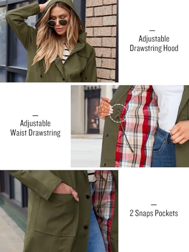 Saphirose 966 Women'S Waterproof Rain Jacket Lightweight Raincoat Hooded Windbreaker Trench Coat thumb #5
