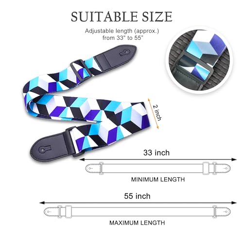 Azor Guitar Strap For Acoustic Electric Guitar Bass,Vintage Woven Guitar Straps Adjustable With Pu Leather Ends thumb #1
