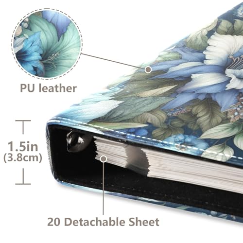 Álbum de Fotos de Scrapbook Autoadhesivo DIY con Cubierta de Cuero PU Floral Azul Verde 3 Anillos 40 Páginas 8x10 para Memorias miniatura 4