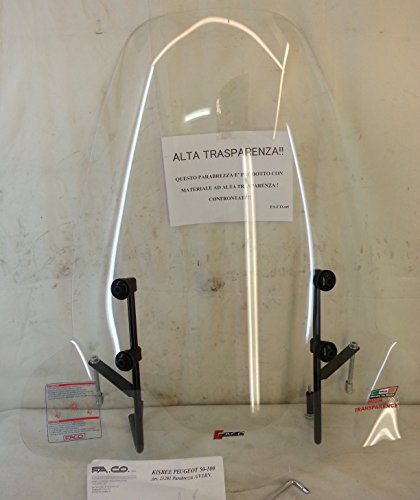 Pare-brise Faco pour Peugeot Kisbee 50 et 100cc transparent avec kit de fixation