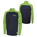 New Era NFL Football Men's Oline Half Zip Pullover Long Sleeve Top, Seattle Seahawks, Large