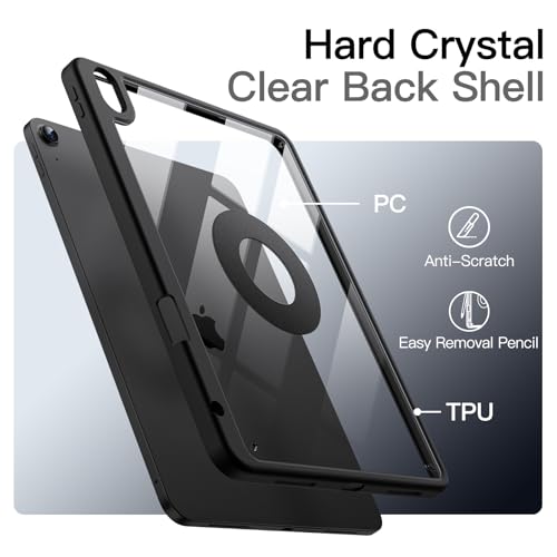 Image of JETech Magnetic Detachable Cover Case for iPad Air 11-Inch M4 /M3 /M2 (2026 /2025 /2024), iPad Air 5th /4th with Pencil Holder, Removable Rotating Cover, Portrait /Landscape Stand (Black)