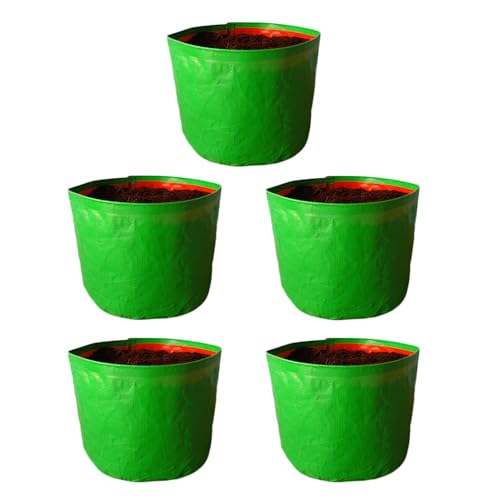 BonKaso Growbags 12 * 12 Pack of 5 Terrace/Kitchen Garden Vegetable Planting Pots, HDPE Fabric Leafy Fruits Growing Bag for All Vegetable Plants