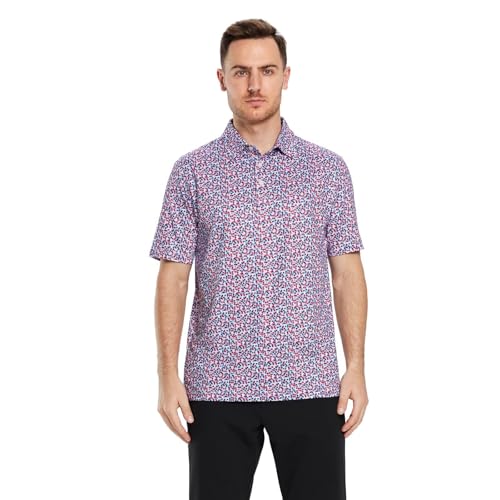 Image of Golf Shirts for Men Dry Fit Short Sleeve Print Performance Moisture Wicking Polo Shirt