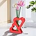 Vase for Lego Flowers 40524 40747 40725 40460 40647, Double Heart Vase for Lego Flower Bouquet Building Set - Display Stand for Lego Roses Cherry Blossom Sunflower Tulips Daffodils Lotus (Red)
