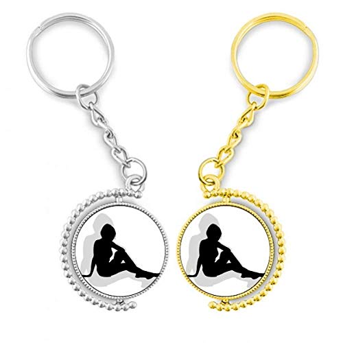 Porte-clés anneau doré avec silhouette de femme sexy par DIYthinker