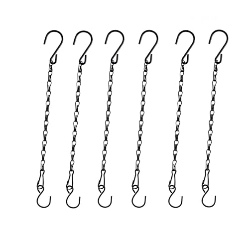 Sersberg Chain for Hanging Plants 11 Inch Black Hanging Chain Small Hanging Basket Chain Kits with Hooks for Bird Feeder Hanging Basket Extender Porch Wind Chime (Black 11 Inch-6PCS)