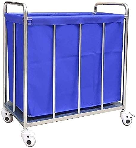 Laundry Basket Laundry Sorting Trolley Large Rolling Stainless Steel Heavy Duty Laundry Basket Trolley For Home Hotel Clothes