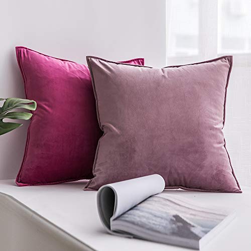 Miulee Pack Of 2 Decorative Velvet Throw Pillow Cover Soft Hot Pink Pillow Cover Soild Square Cushion Case For Sofa Bedroom Car 18X 18 Inch 45X 45Cm #TOP3