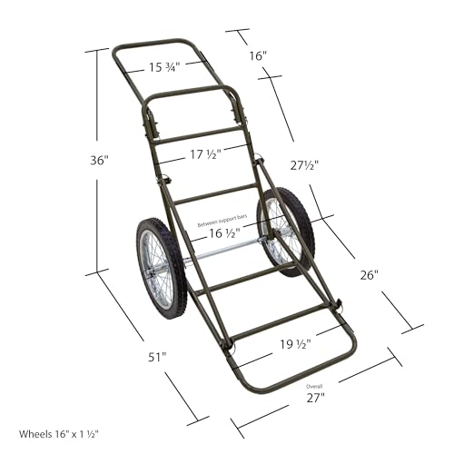 Kill Shot Deer Hunting Folding Game Cart 500 lb Capacity with 16" Rubber Wheels for Hauling Deer, Game, and Hunting Gear
