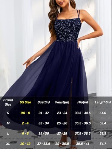 Image of ShawGobow Tulle Prom Dress with Slit,Sequin Backless Long Flowy Dresses for Women,Sexy Sparkly Outfits Homecoming Wedding