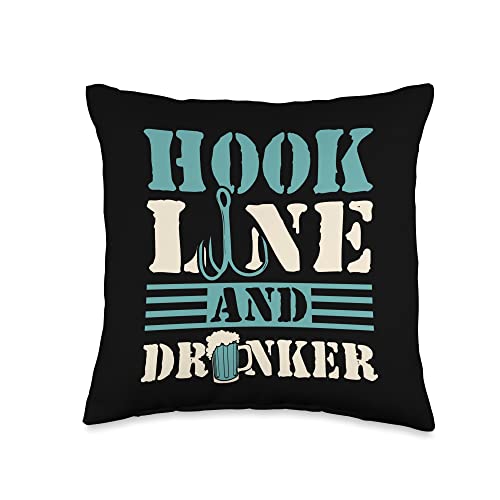 Funny Fisherman Hook Line & Drinker Pillow 16x16 Multicolor