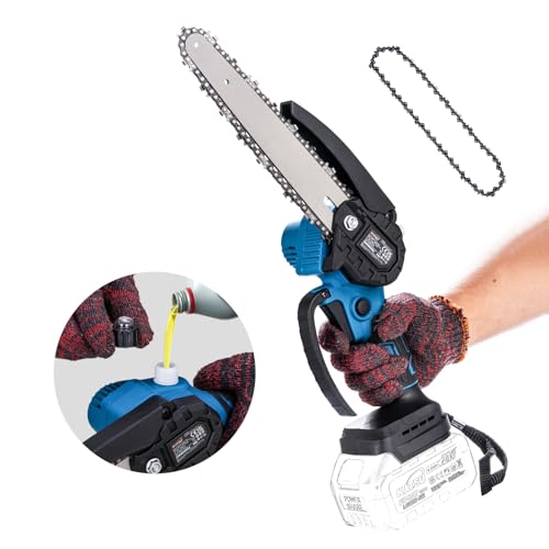 KATSU FIT-BAT 102777 - Motosierra inalámbrica inalámbrica de 21 V sin escobillas de 8 pulgadas con cadena extra, para podar ramas de árboles de jardín, corte de madera, sin batería (presupuesto)