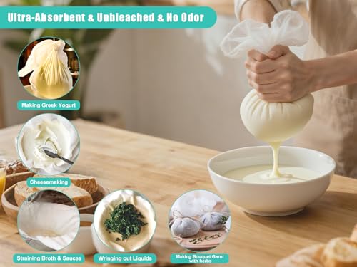 Image of Olicity Cheese Cloths for Straining 50x50cm - 3 Pack Unbleached Fine Weave Muslin Cloths for Cooking | Reusable Overlocked Cheesecloth for Straining Liquids, Making Jam & Bread | Cotton Cloth Strainer