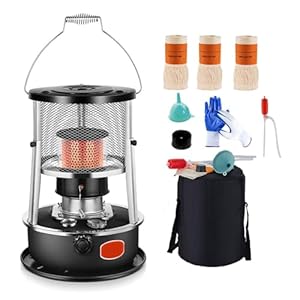 MONDEX Kerosene Heaters for Indoor Use, Non Electric Heater, Kerosene Stove Heater with Stove Bag Lightweight Portable Stainless Steel Oil Heater Glass Burner for Indoor Camping – 4.6L,zwart