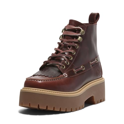 Timberland Women's Stone Street Platform Kiltie Boot, Burgundy Full Grain, 8.5 Medium