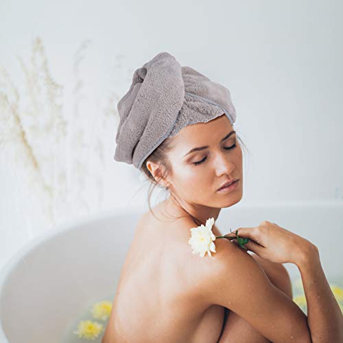 Lurrose 2 Pcs Toalha de Cabelo de Microfibra Toalha de Cabelo de Secagem Rápida Com Botão Absorvente