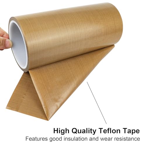 Image of BOMEI PACK PTFE Glass Cloth Tape, 1 Pack 7 inchx 33 ft High Temperature PTFE Tape Abrasion Resistant Surface Protection for Vacuum Sealer Machine, Hand Impulse Sealers Insulation Coated