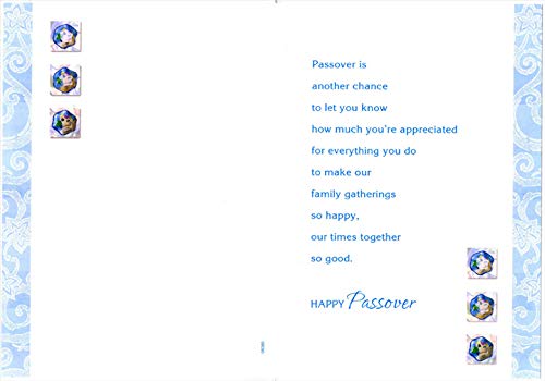 Designer Greetings Four Blue Foil Framed Seder Plates and Blue Trim : Grandparents Passover Card