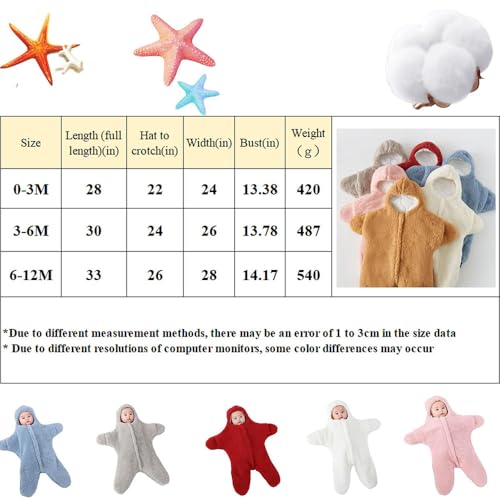 Image of Baby Starfish Onesie, Thick Fleece Wearable Starfish Baby Onesie, Newborn Starfish Swaddle Bag