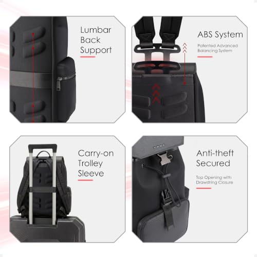 Image of RARE RABBIT Gallardo 35L Water Repellent Backpack - Black Anti-Theft Business Travel Bag with 16 inch Laptop Compartment, Free Size