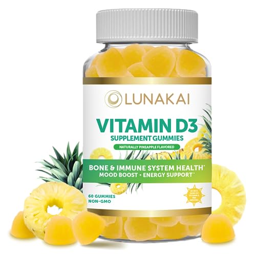 Lunakai Vitamin D3 Gummies - Chewable, Organic, Non-Gmo, Vegetarian, No Corn Syrup Vitamin D Gummies For Adults And Kids - Immunity, Bone And Mood Support D3 Vitamin Gummy Supplements - 60 Day Supply #TOP8