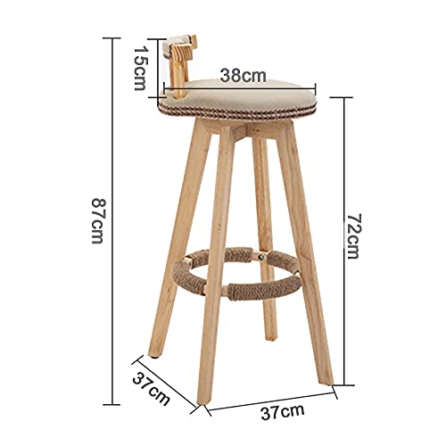 Tabourets de bar pivotants lot de 2 en bois kaki assise moderne - 3