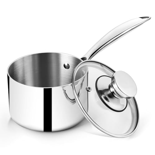 P&P CHEF 3 Quart Tri-Ply Saucepan with Visible Lid, Small Pot, 1 Piece