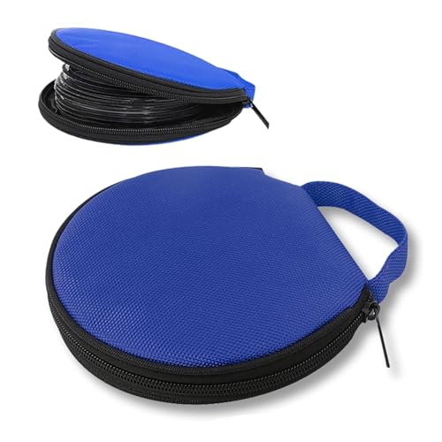 Titgoes 1 PC Car CD Storage Case, 28 Capacity Round Portable Oxford Fabric Zipper Disc Protective, Dustproof Waterproof Scratch-resistant, Universal for Vehicle Home Travel (Blue)
